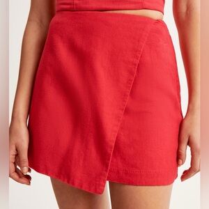 A&F Scarlett Linen-Blend Wrap Mini Skort